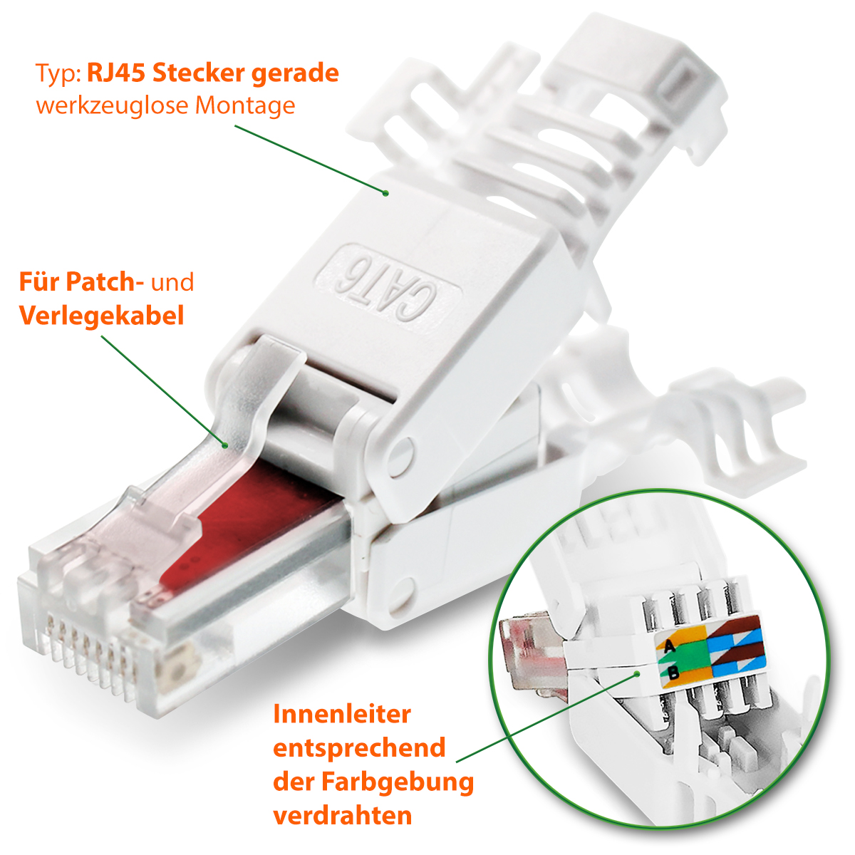 Netzwerkstecker Cat X Netzwerk Stecker Werkzeuglose Montage Rj Cat